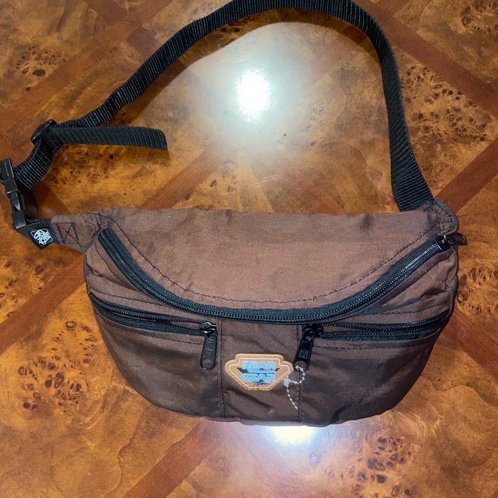 Men's Brown Belt Bag with Front Zip Pockets